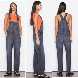 Revolve NEW Frame Denim Classic Overalls in Color Blackwater (Missing Button)